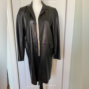 90s/Y2K Black Butter Soft Regina Rubens Full Length Leather Coat